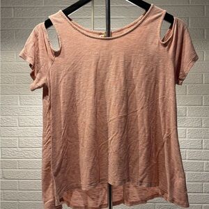 Mossimo Supply Co. Orange Peach Short Sleeve Cut Out Tee
